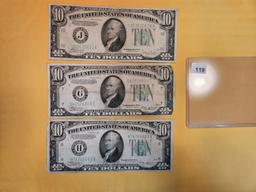 Three Ten Dollar Series 1934 FRNs