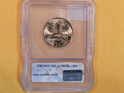 ICG! Cool Sample Slab with BU 2002-P Sacagawea Dollar