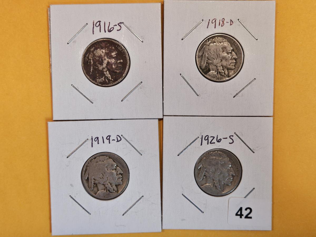 Four better date Buffalo Nickels