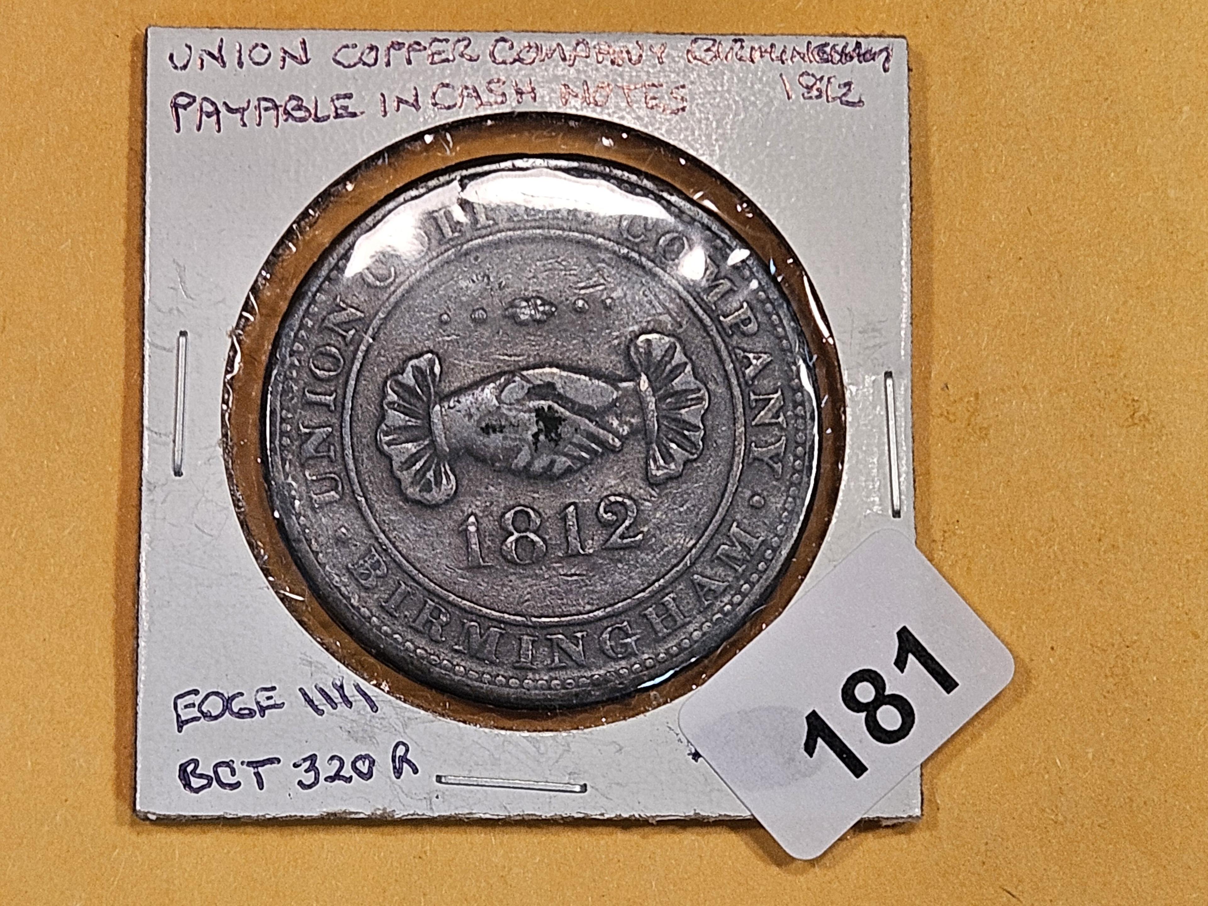 1812 CONDER token in Very Fine plus