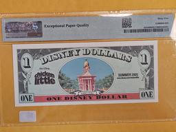 * DISNEY DOLLAR! PMG 2005 One Disney Dollar in GEM UNC 65 EPQ