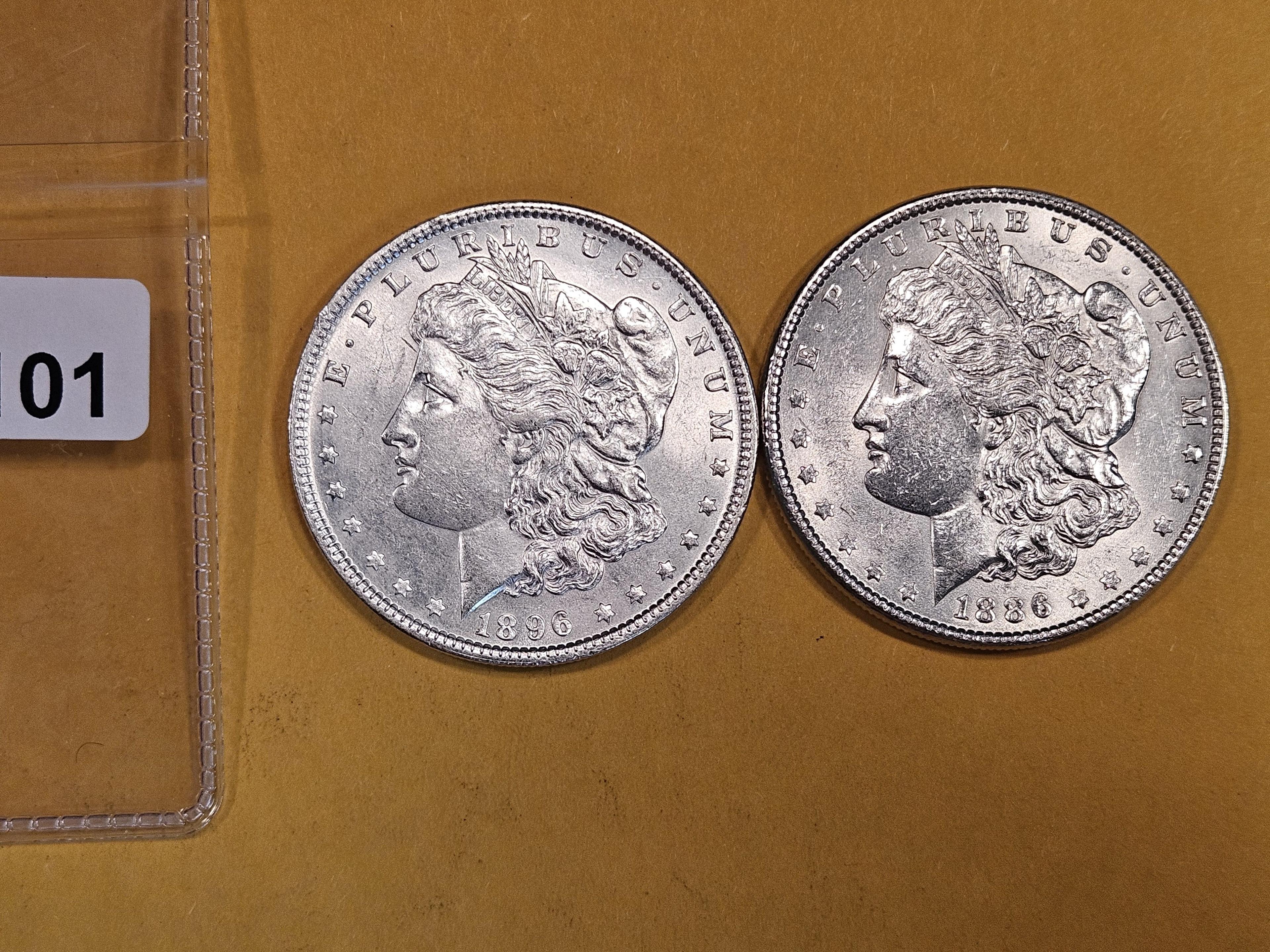 1896 and 1886 Morgan Dollars