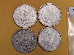 Four Morgan Silver Dollars