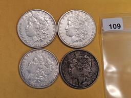 Four Morgan Silver Dollars