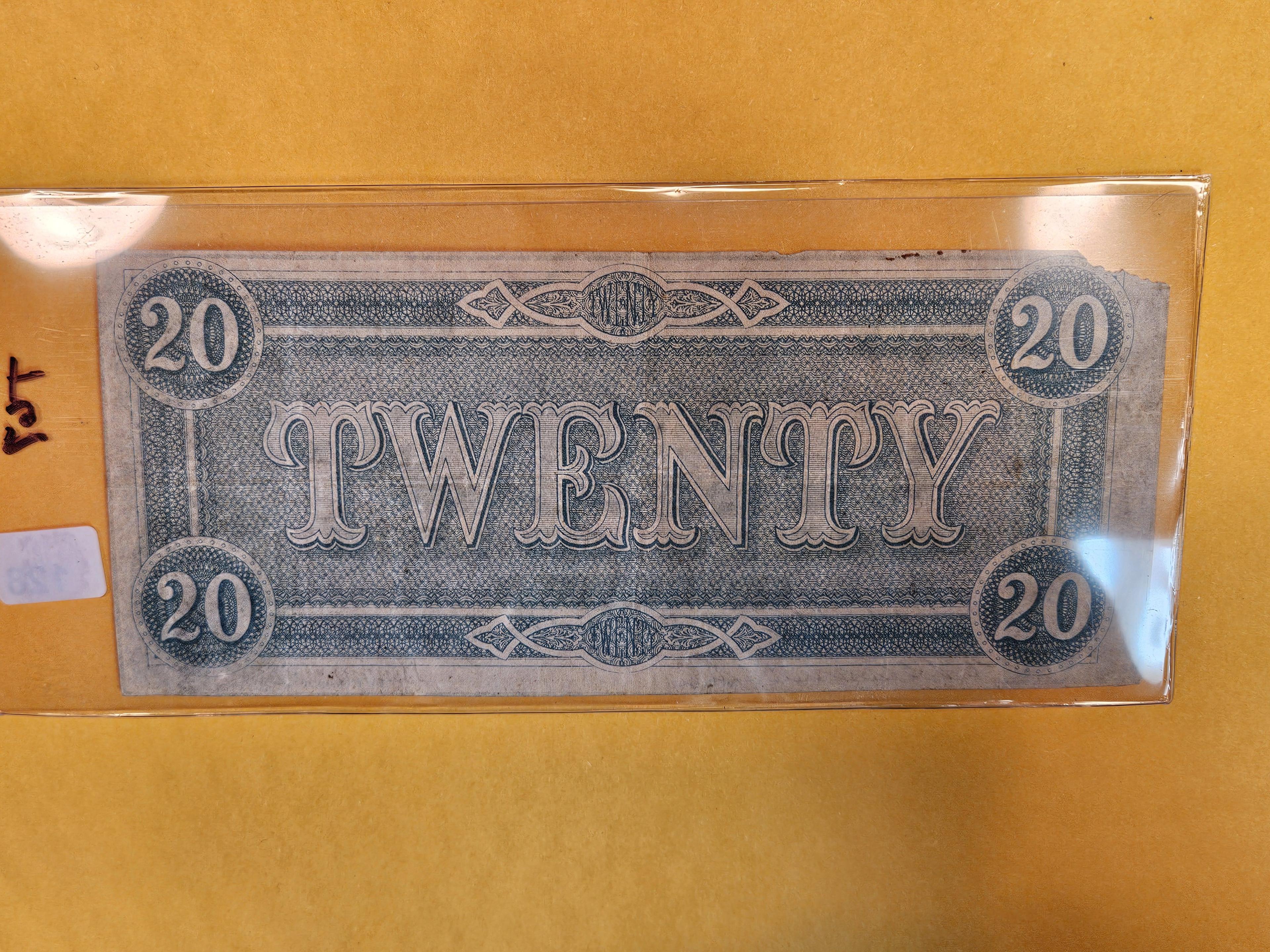 1864 Confederate twenty dollar note