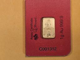 GOLD! PAMP Suisse one gram .9999 fine gold bar