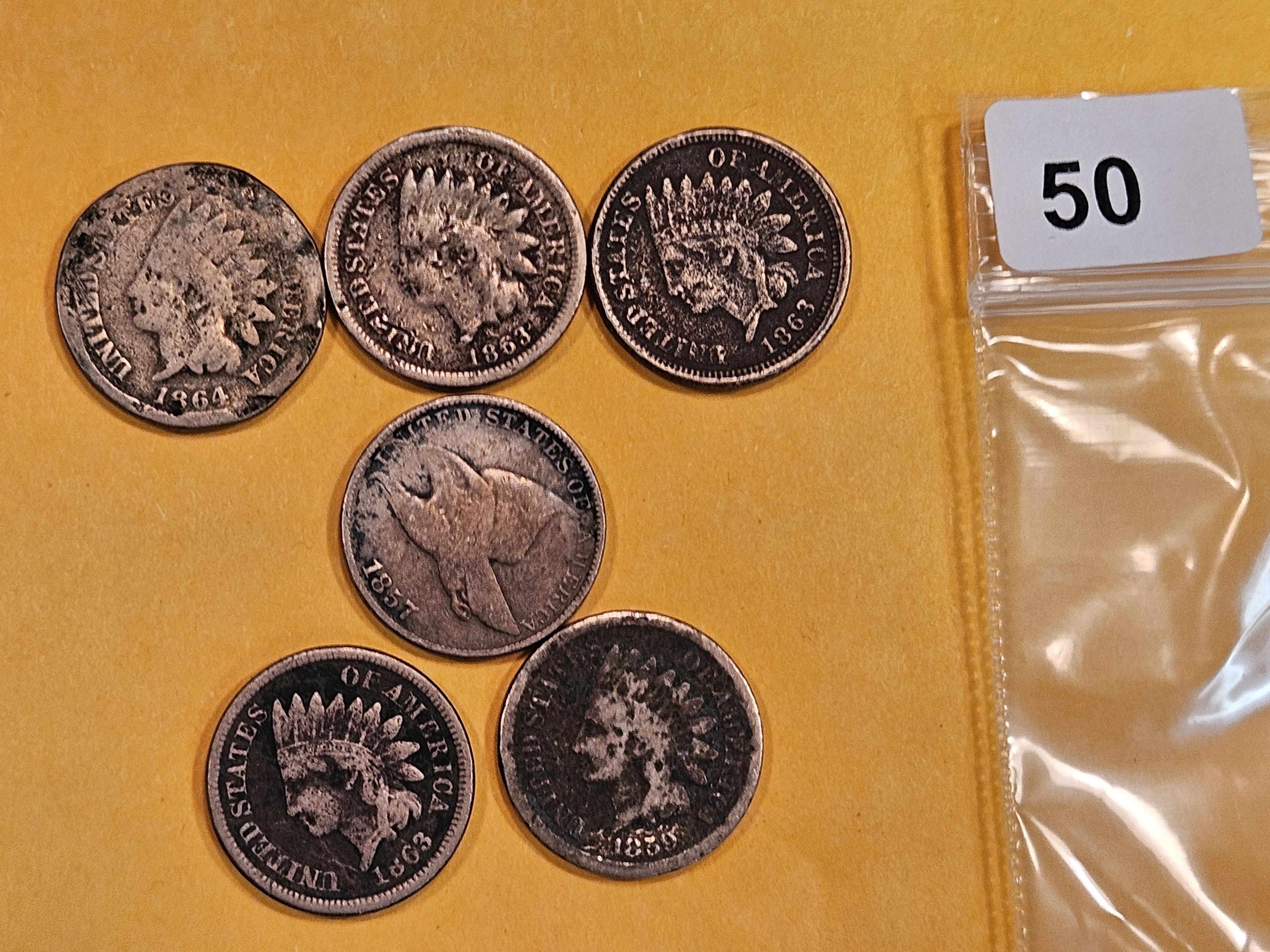 Six Copper-Nickel small cents