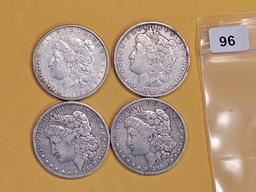 Four Morgan Silver Dollars