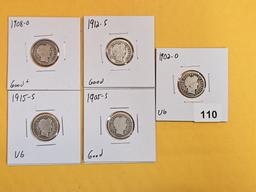 Five better date Barber Dimes