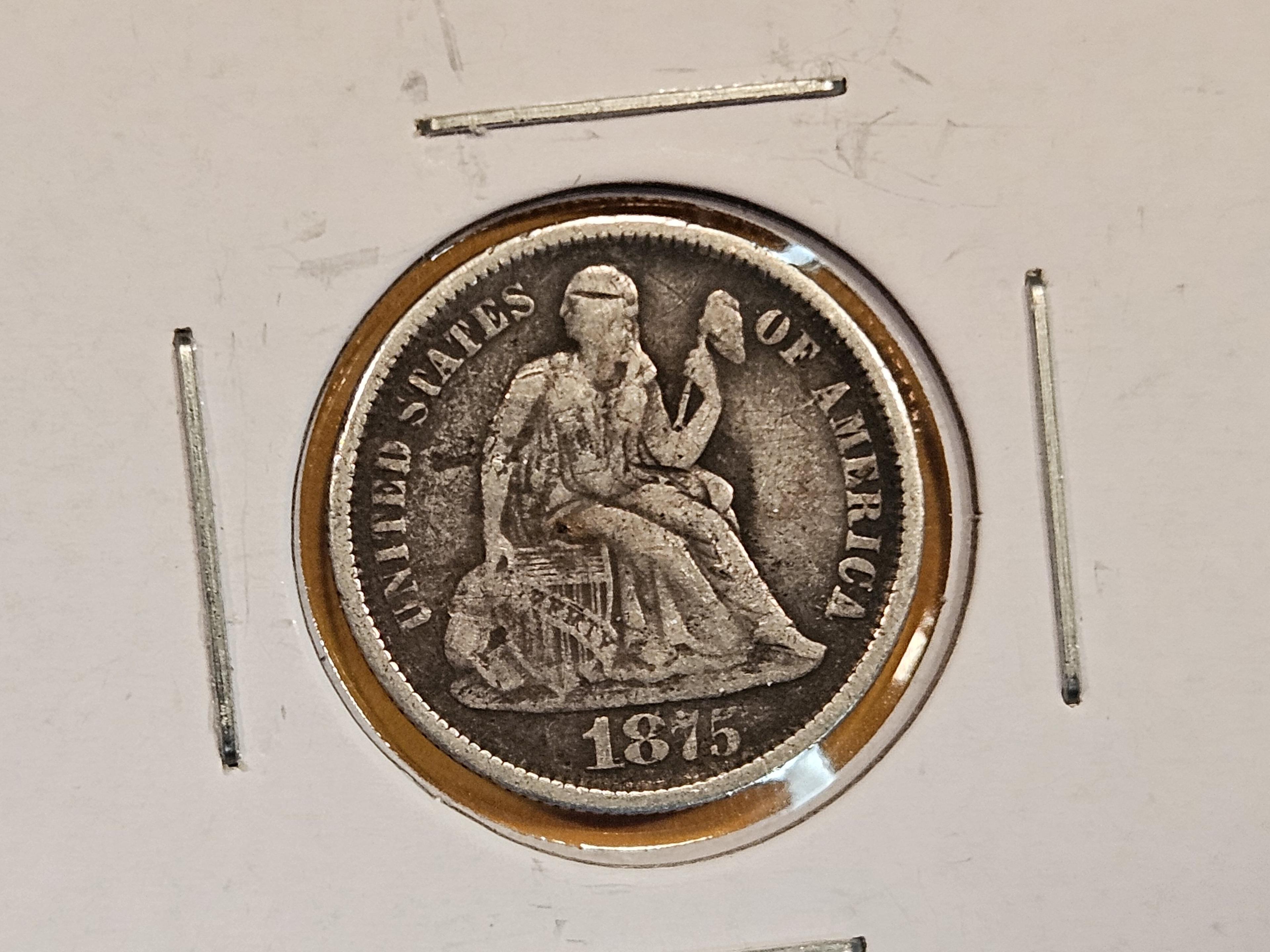 Five Seated Liberty Dimes