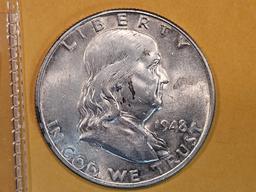 Brilliant Uncirculated Plus - details 1948-D Franklin Half Dollar FBL