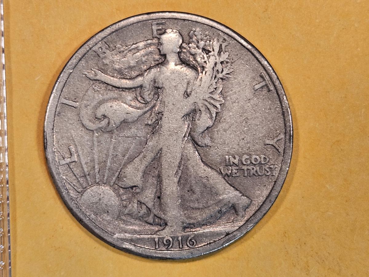 ** KEY DATE 1916 Walking Liberty Half Dollar