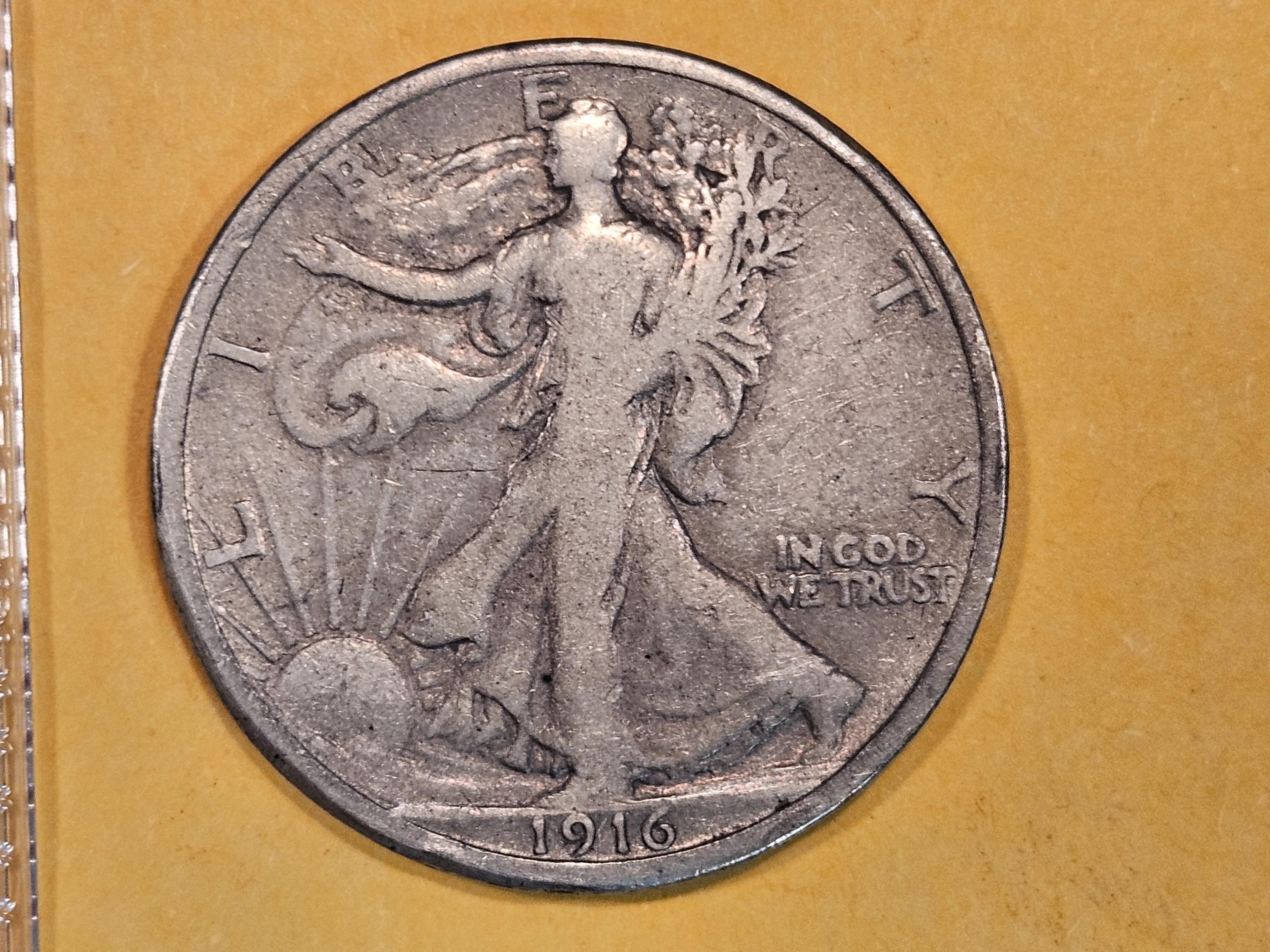 ** KEY DATE 1916 Walking Liberty Half Dollar