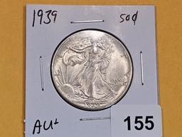 Brilliant About Uncirculated plus 1939 Walking Liberty Half Dollar