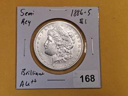 * Semi-Key * 1886-S Morgan Dollar in Brilliant About Uncirculated ++