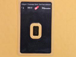 GOLD! Argor-Heraeus one gram .9999 fine gold bar