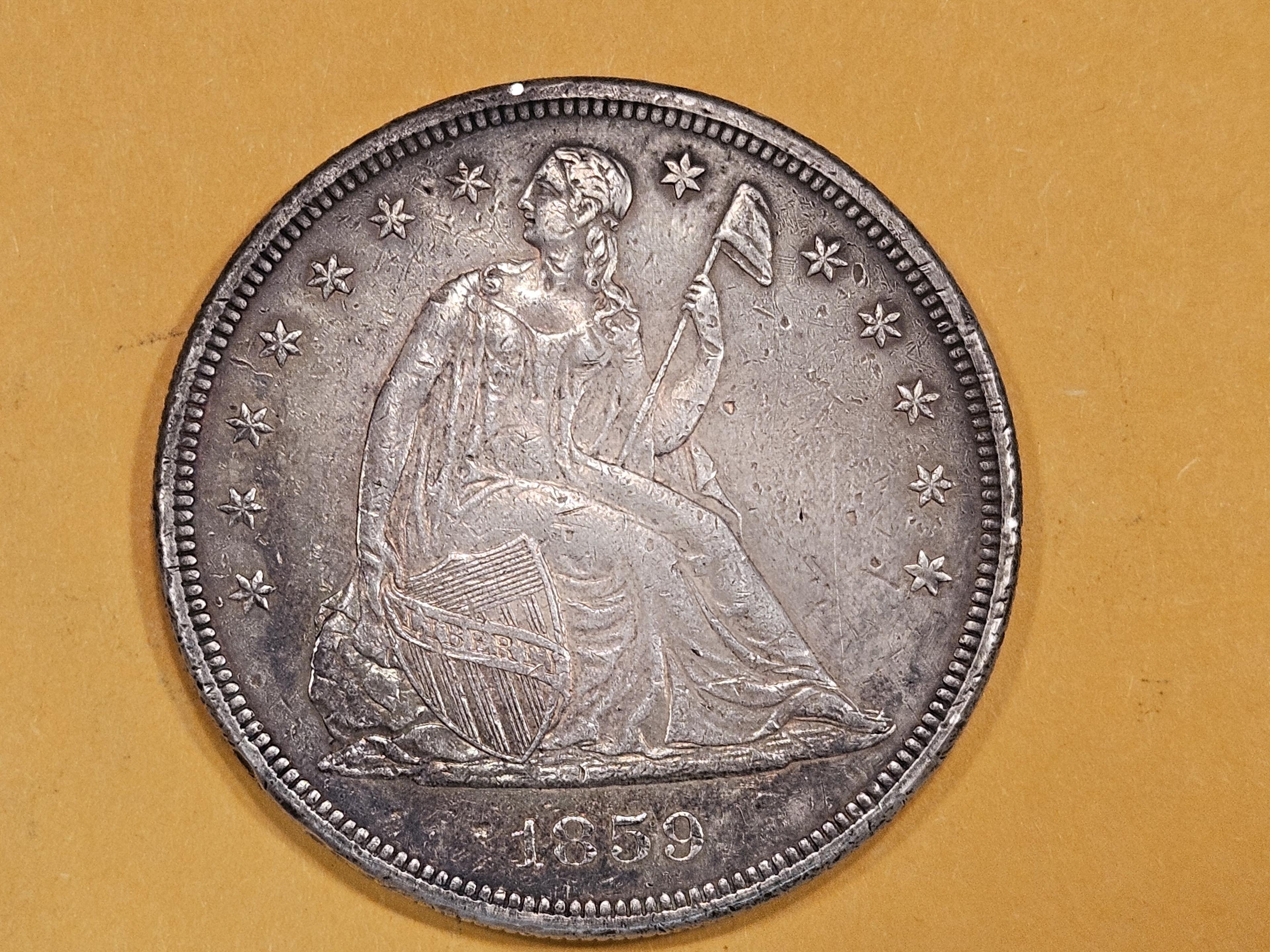 ** HIGHLIGHT *** 1859 Seated Dollar in About Uncirculated