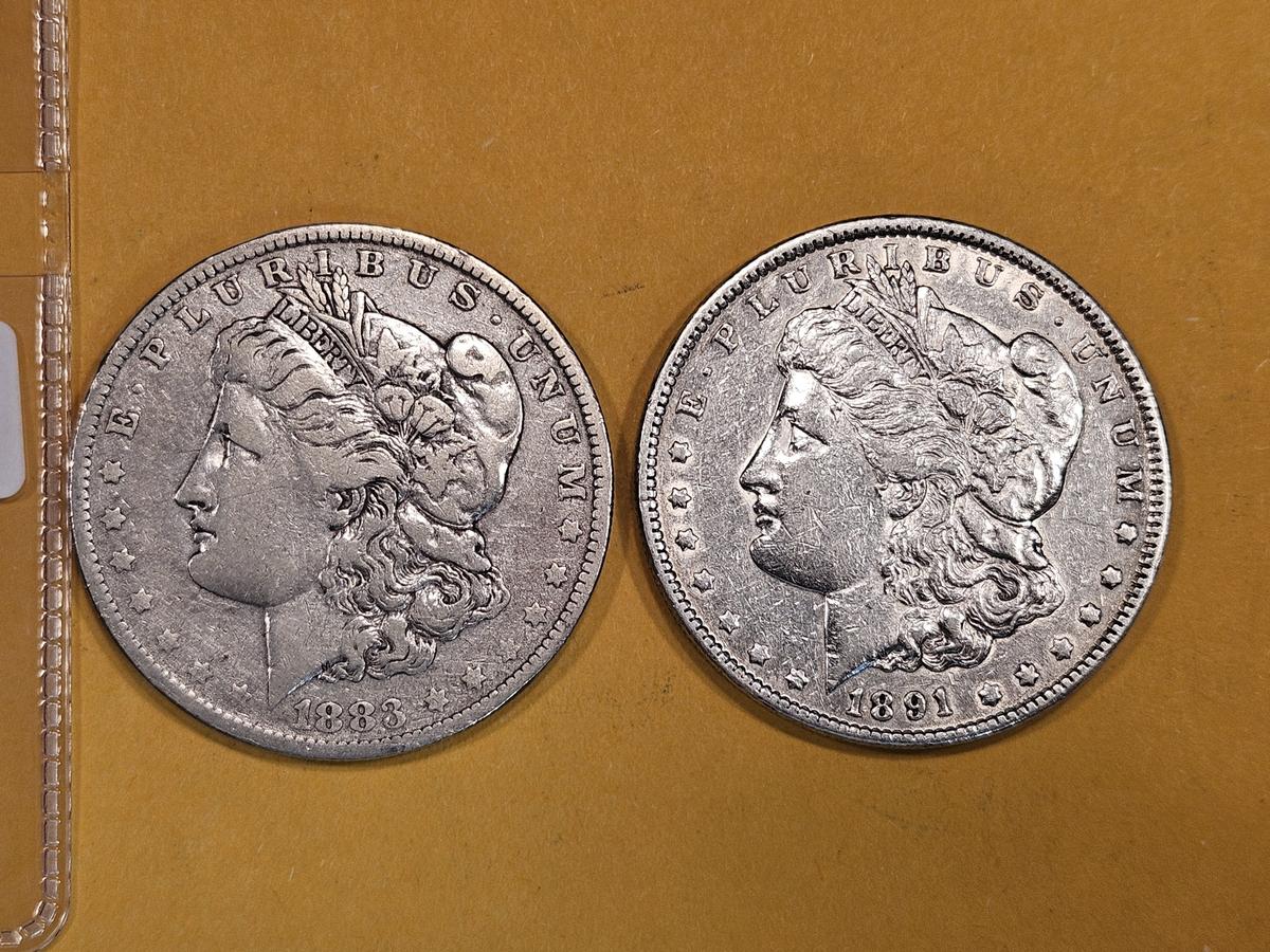 1884-O and 1891 Morgan Dollars