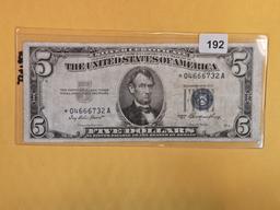 1953 Five Dollar STAR Silver Certificate in Fine