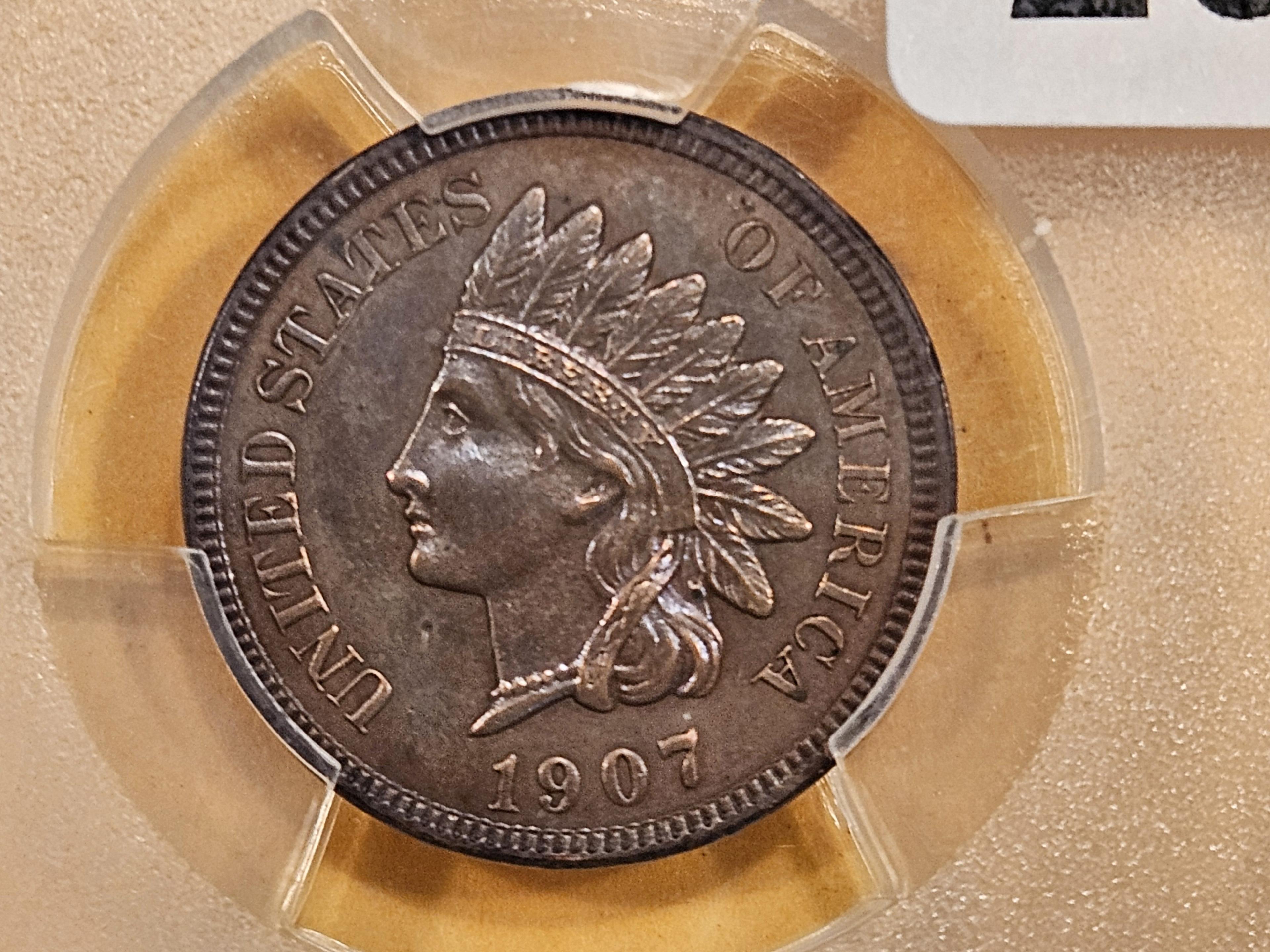 PCGS 1907 Indian Cent in Choice Uncirculated - details