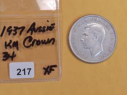 Better 1937 Australia silver Crown in Extra Fine