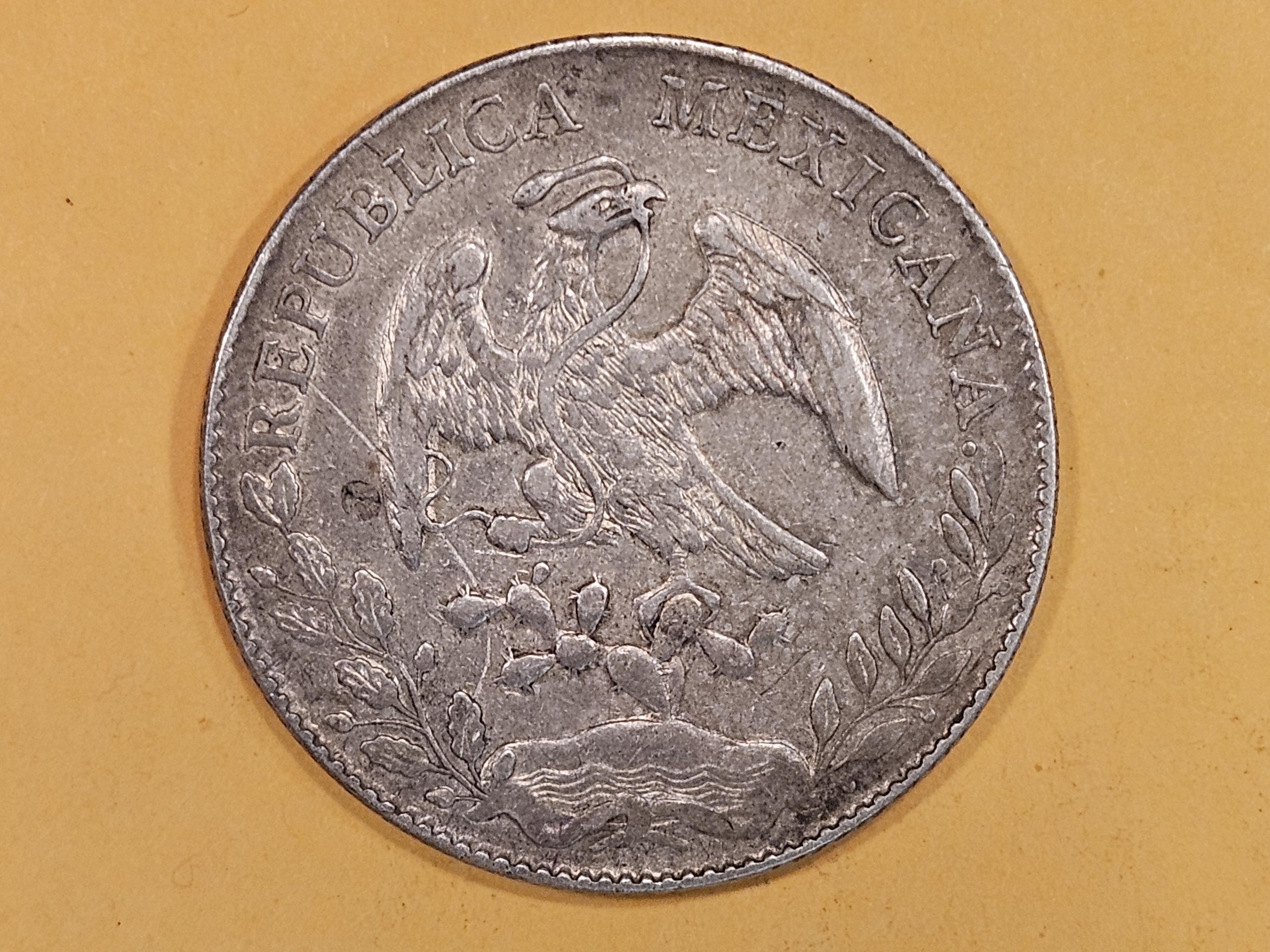 Bright 1896 Mexico FZ-Zs silver 8 reals in About Uncirculated