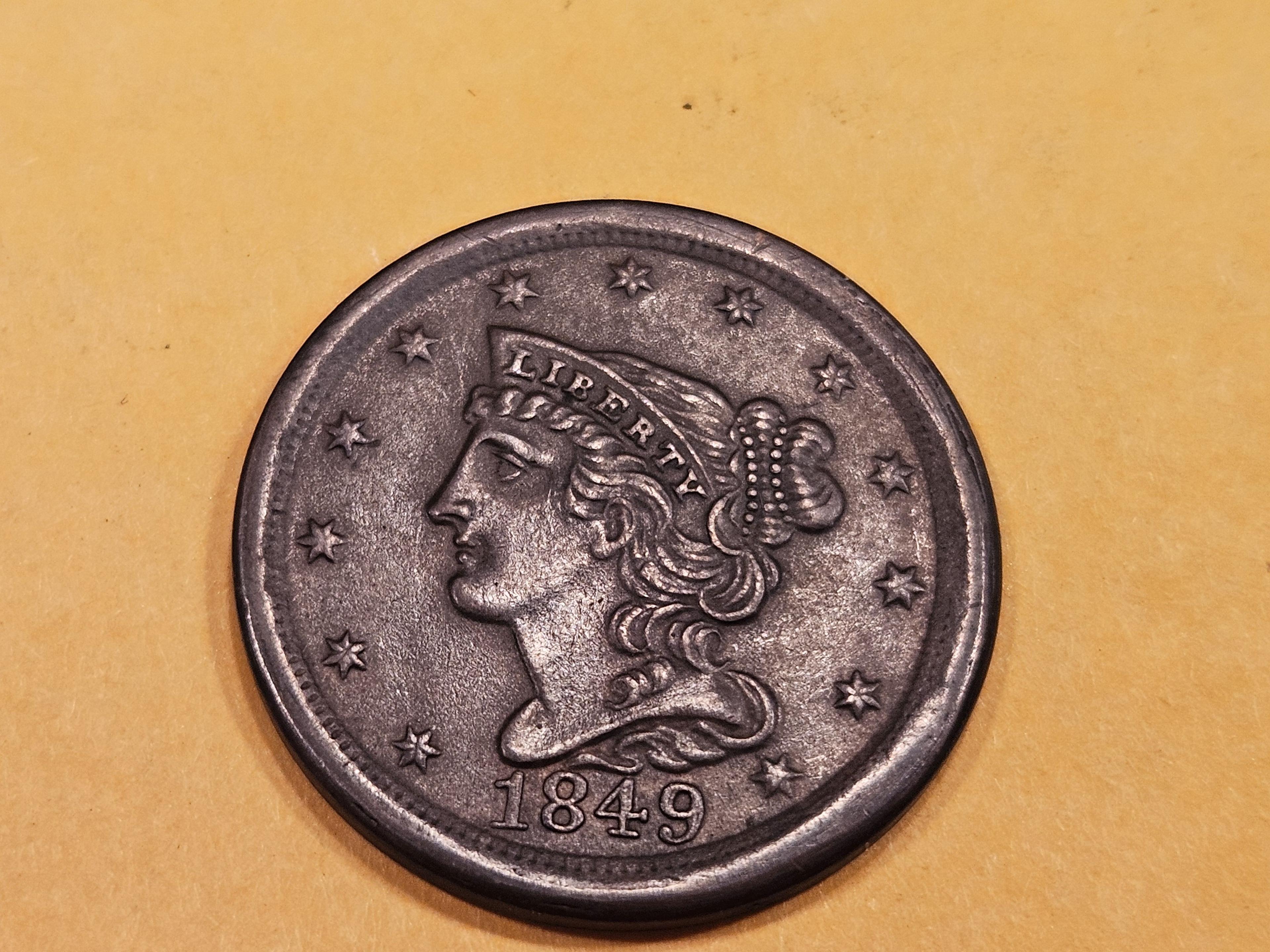 * 1849 Braided Hair Half-Cent in About Uncirculated