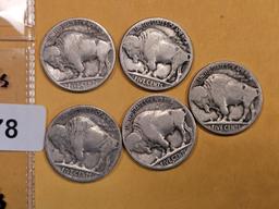 Five Better Date Buffalo Nickels