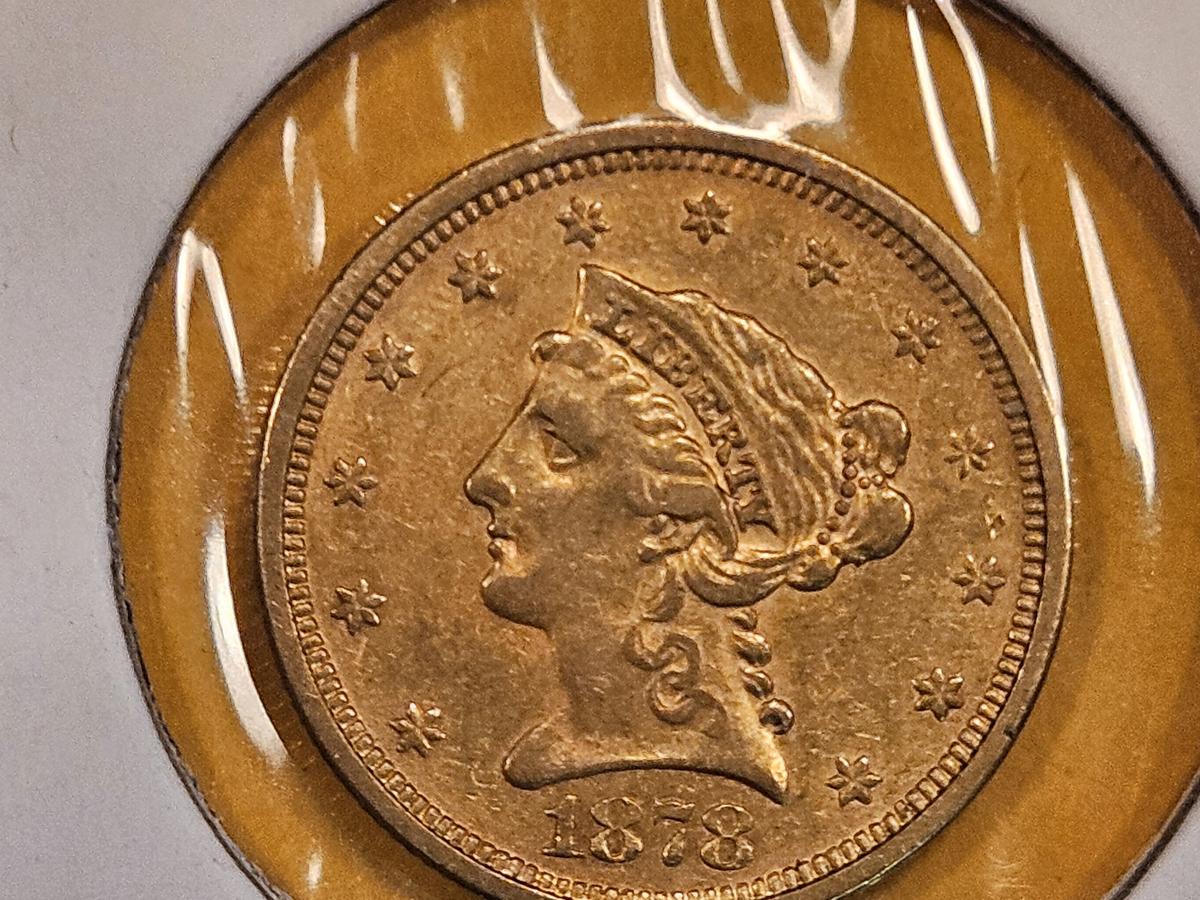 GOLD! Brilliant About Uncirculated Plus 1878-S Gold Liberty Head $2.5 dollars