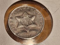 1852 Three Cent Silver Trime