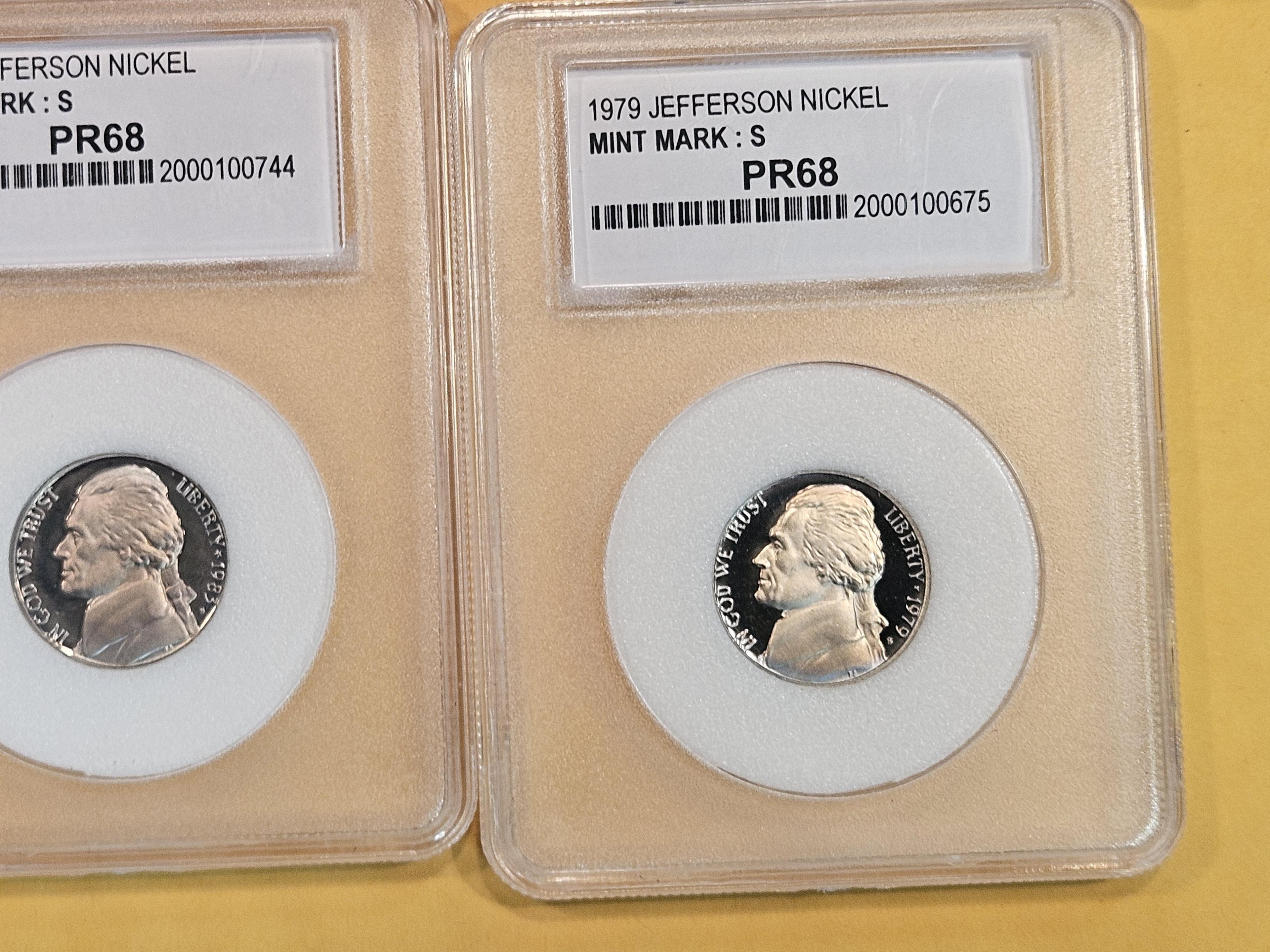 Seven GEM Jefferson Nickels