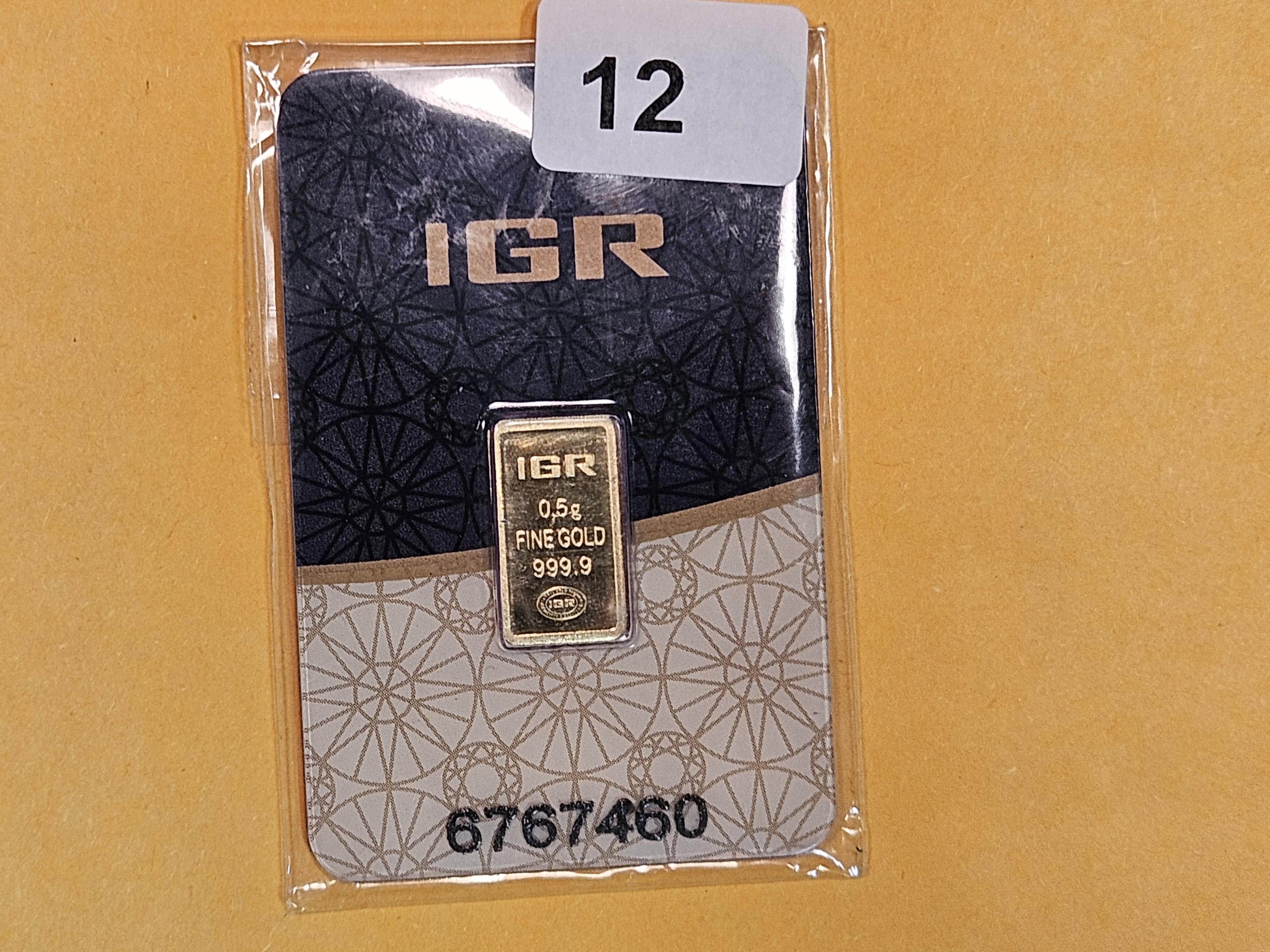 GOLD! Istanbul Gold Refinery One-Half Gram .9999 fine gold bar