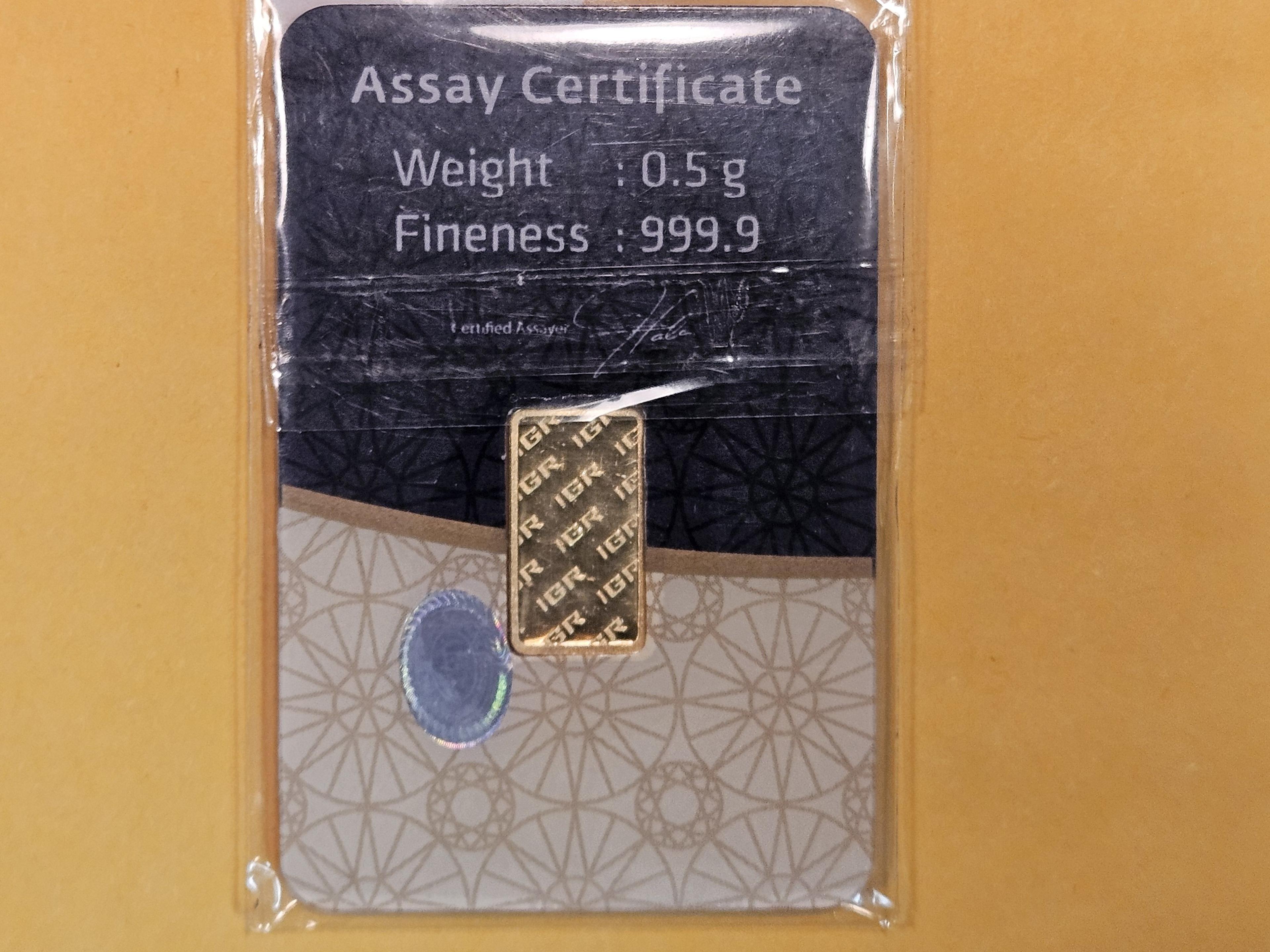 GOLD! Istanbul Gold Refinery One-Half Gram .9999 fine gold bar