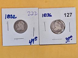 1832 and 1836 Capped Bust Dimes