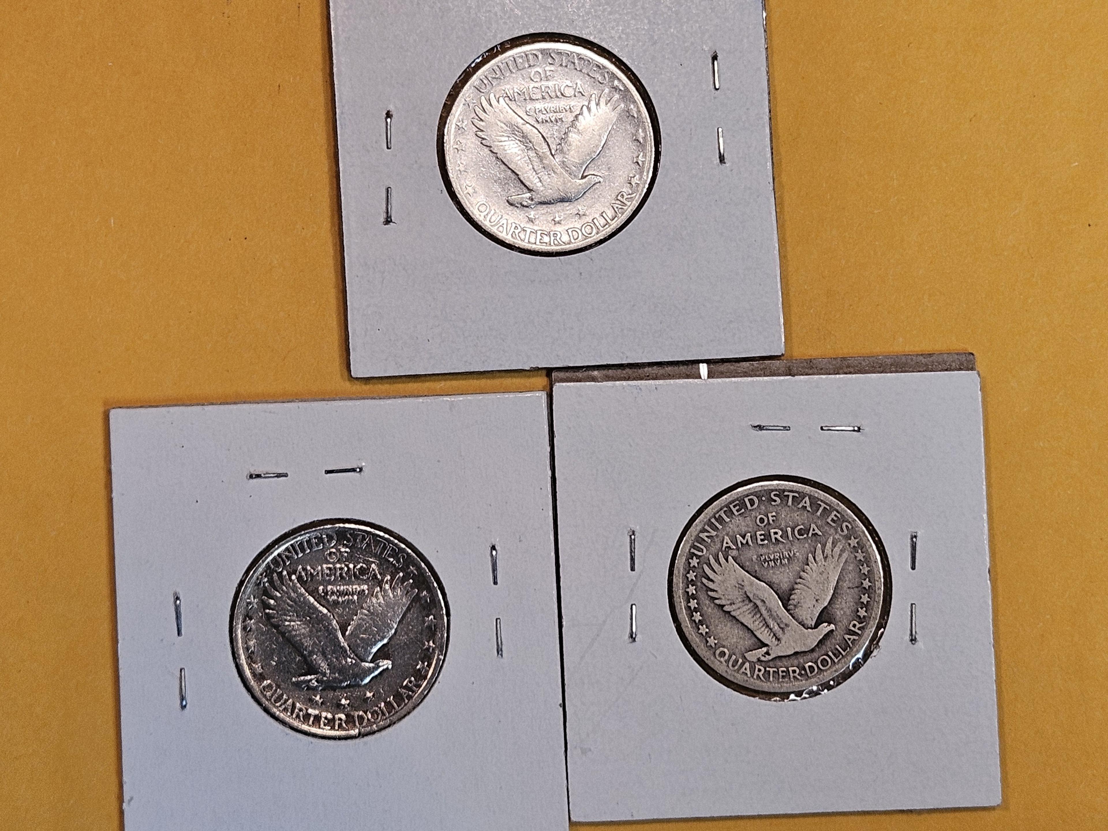 Three Standing Liberty Quarters