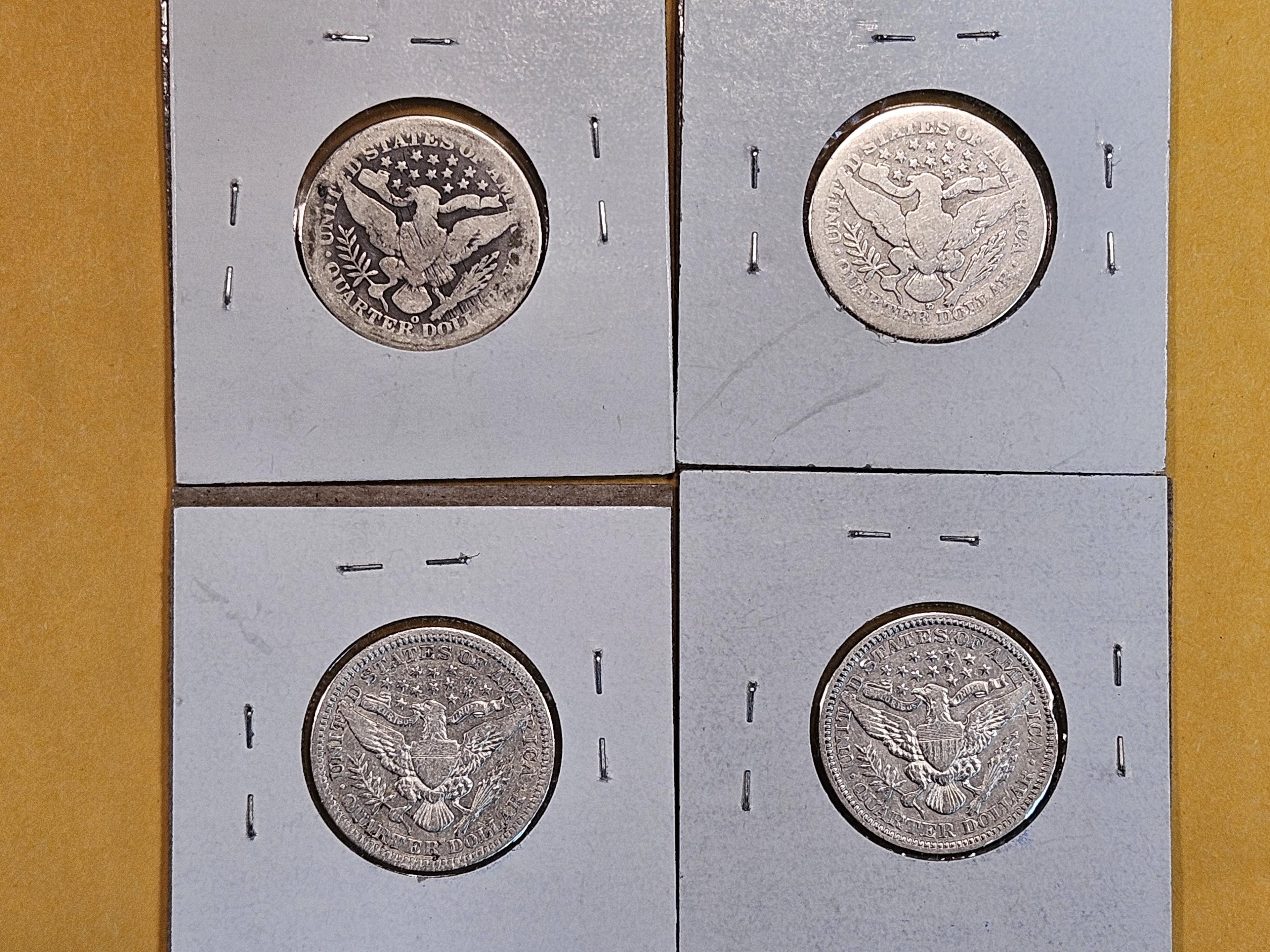 Four Barber silver Quarters