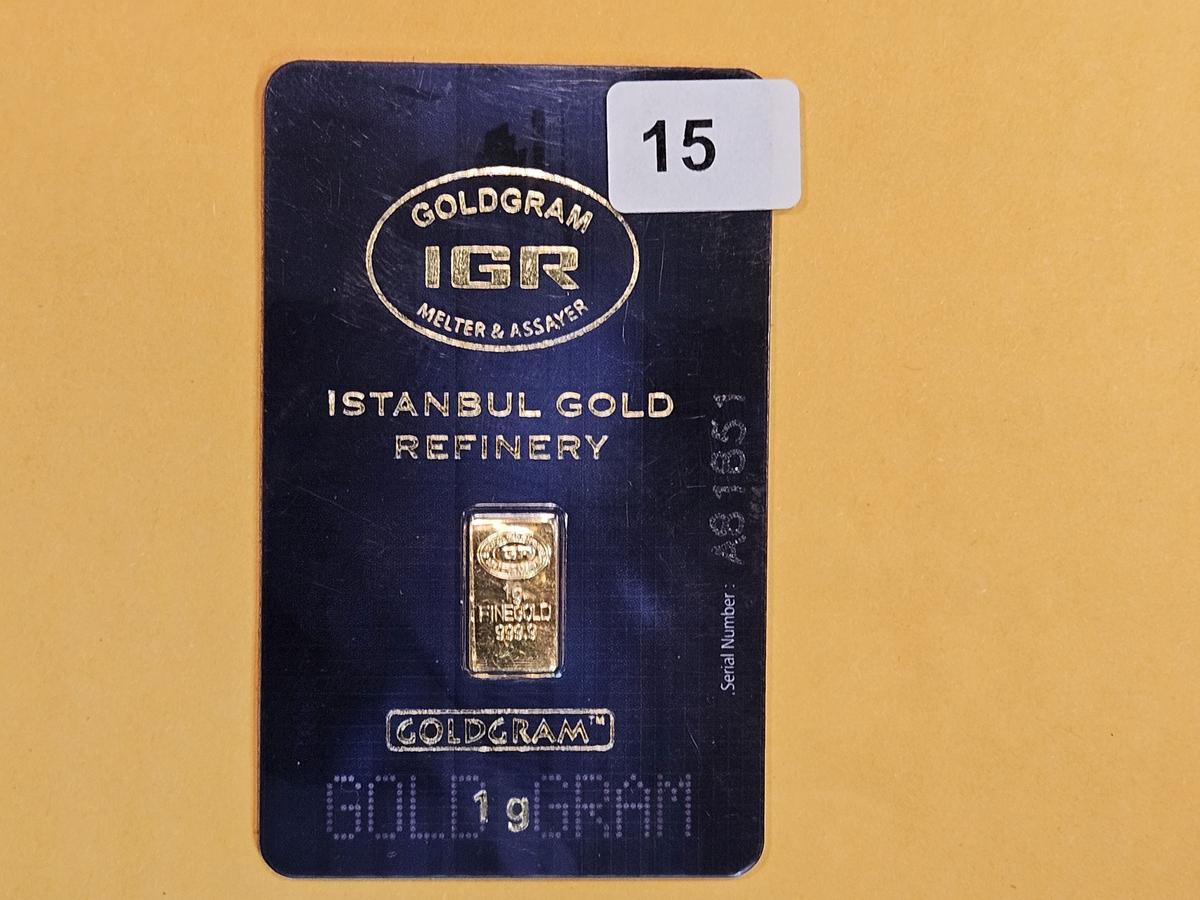 GOLD! Istanbul Gold Refinery One Gram .9999 fine gold bar