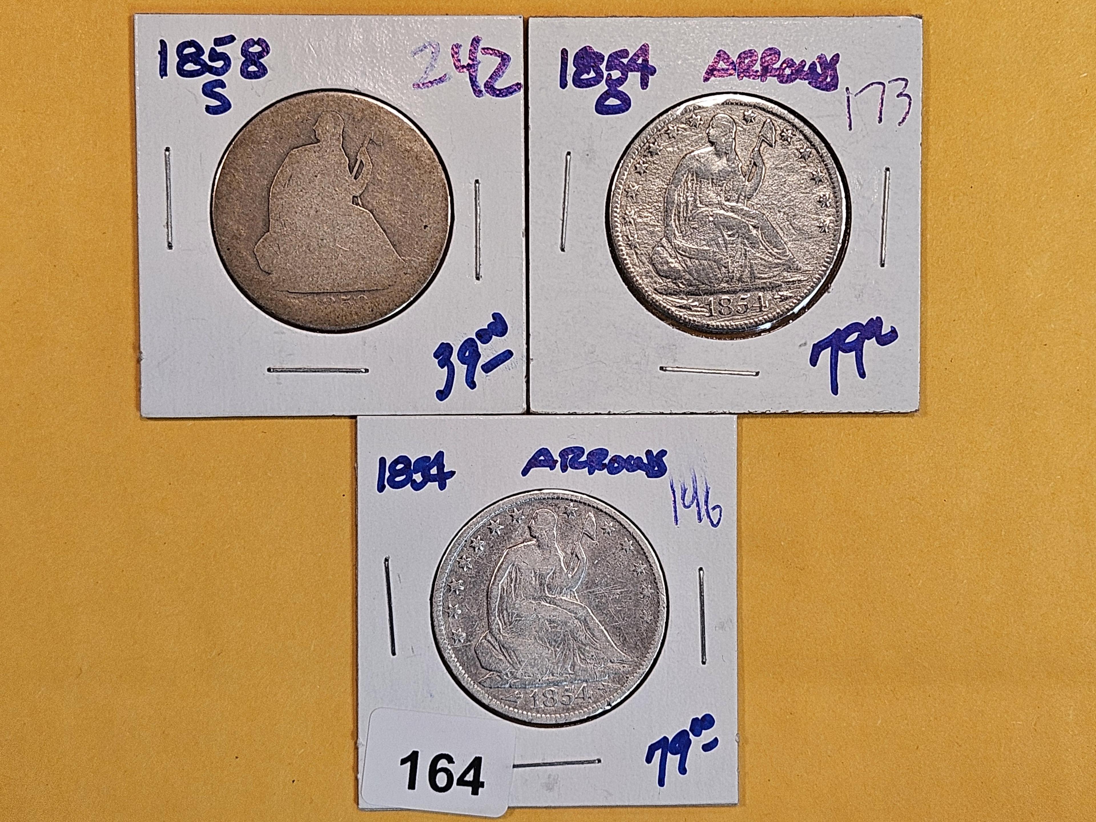 Three Seated Liberty Half Dollars