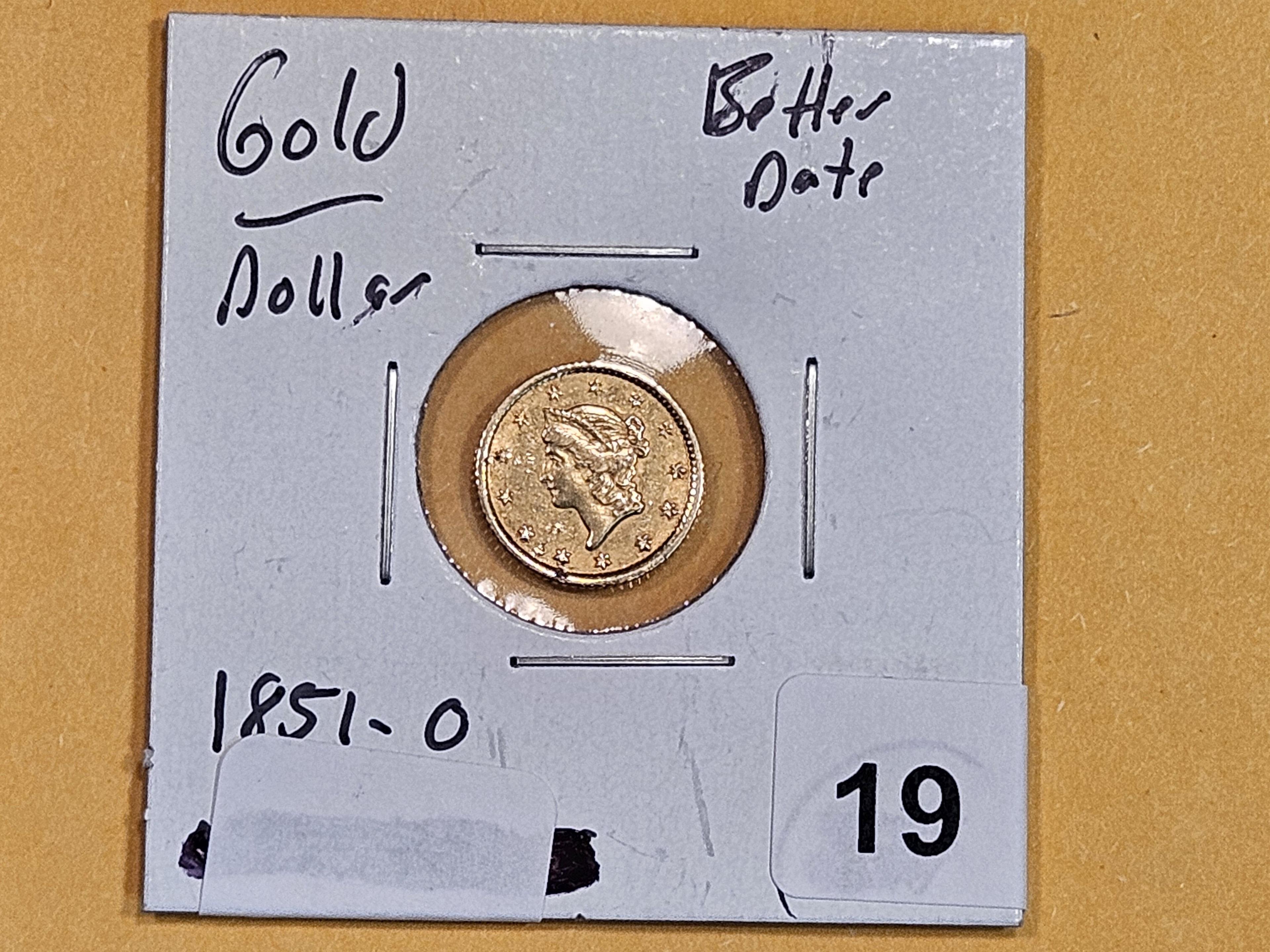 GOLD! Better Date 1851-O Gold Dollar in Brilliant About Uncirculated