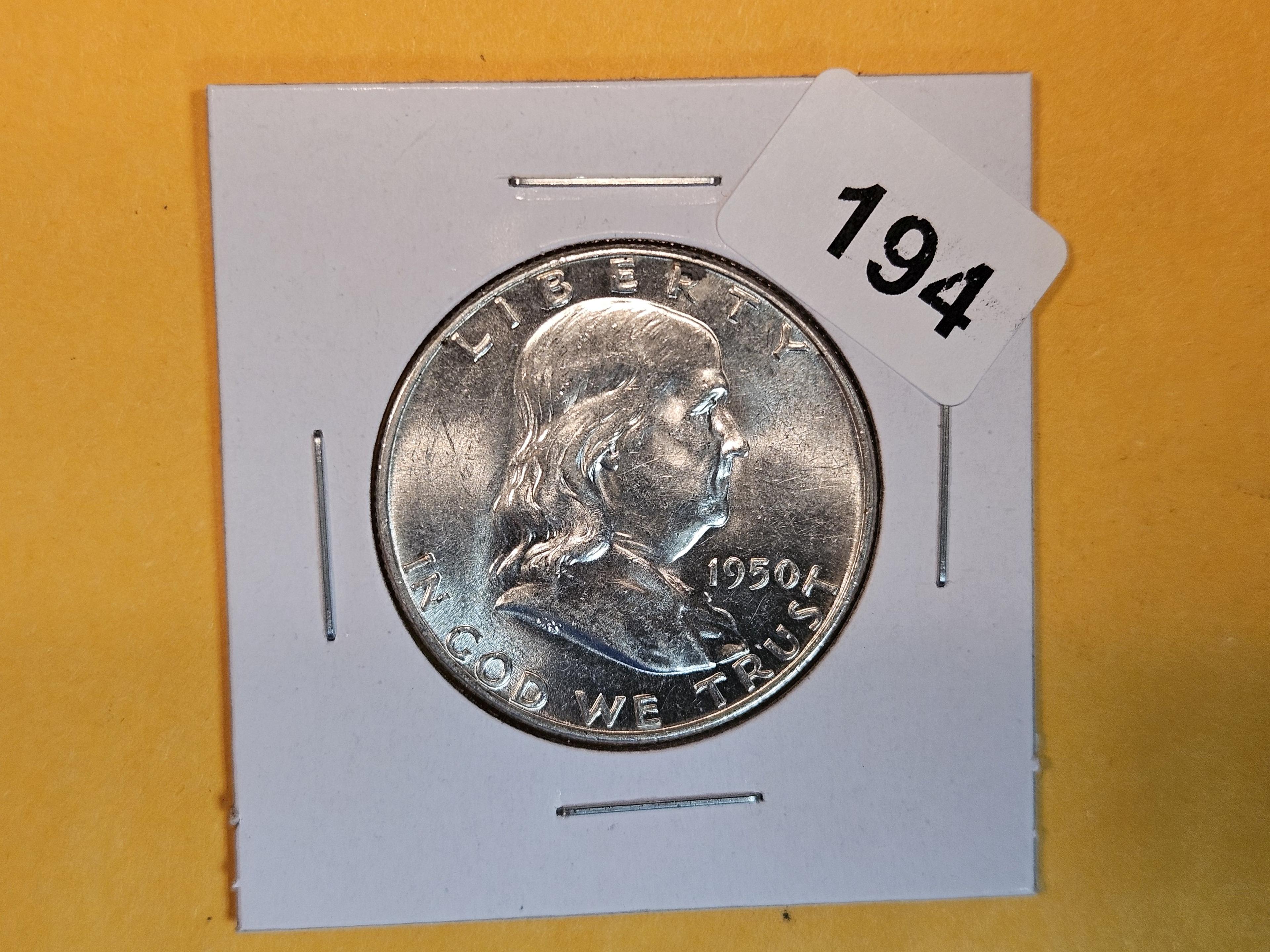 Brilliant Uncirculated 1950 Franklin Half Dollar