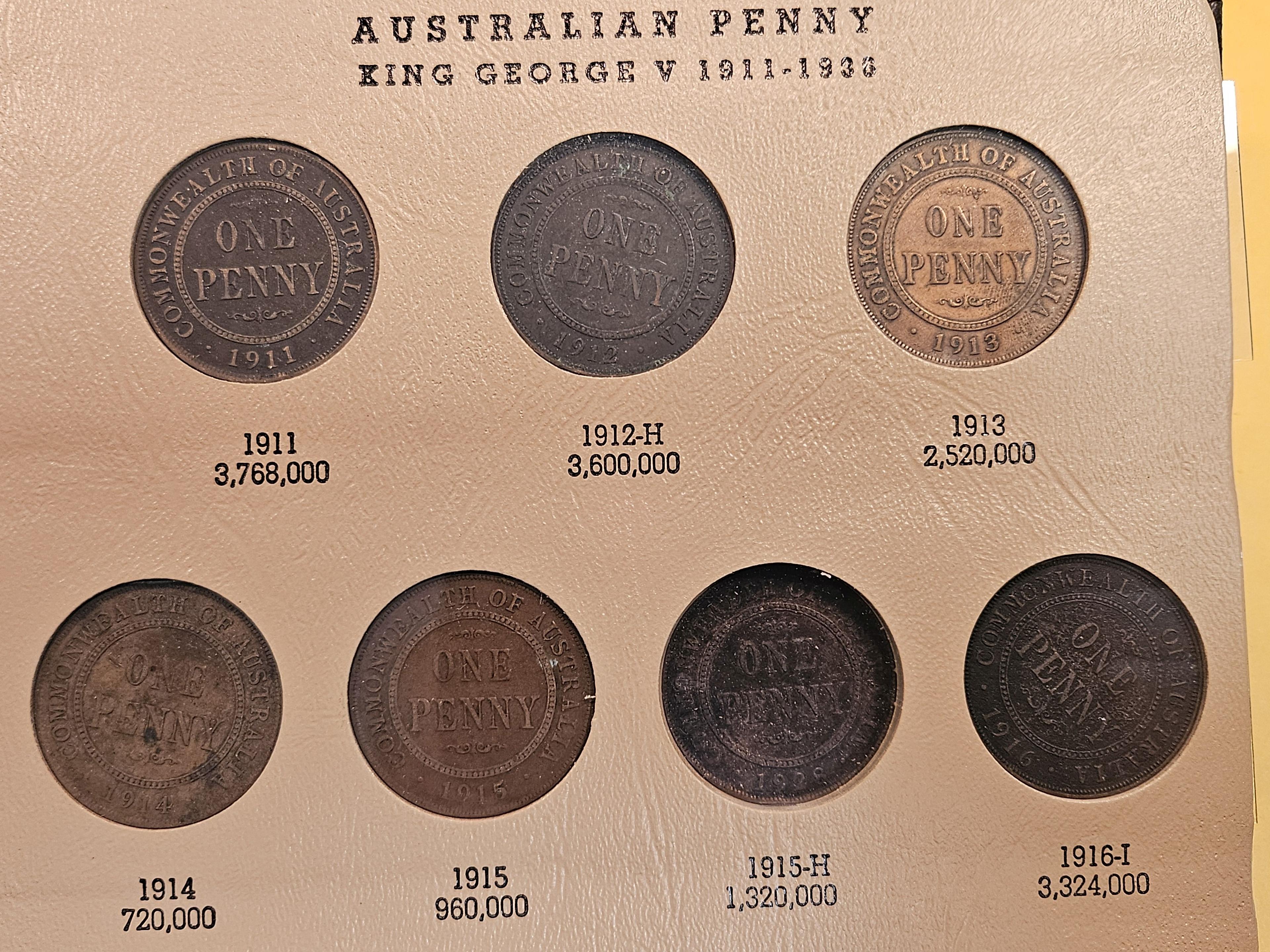 Mostly complete Australian Large Penny Collection