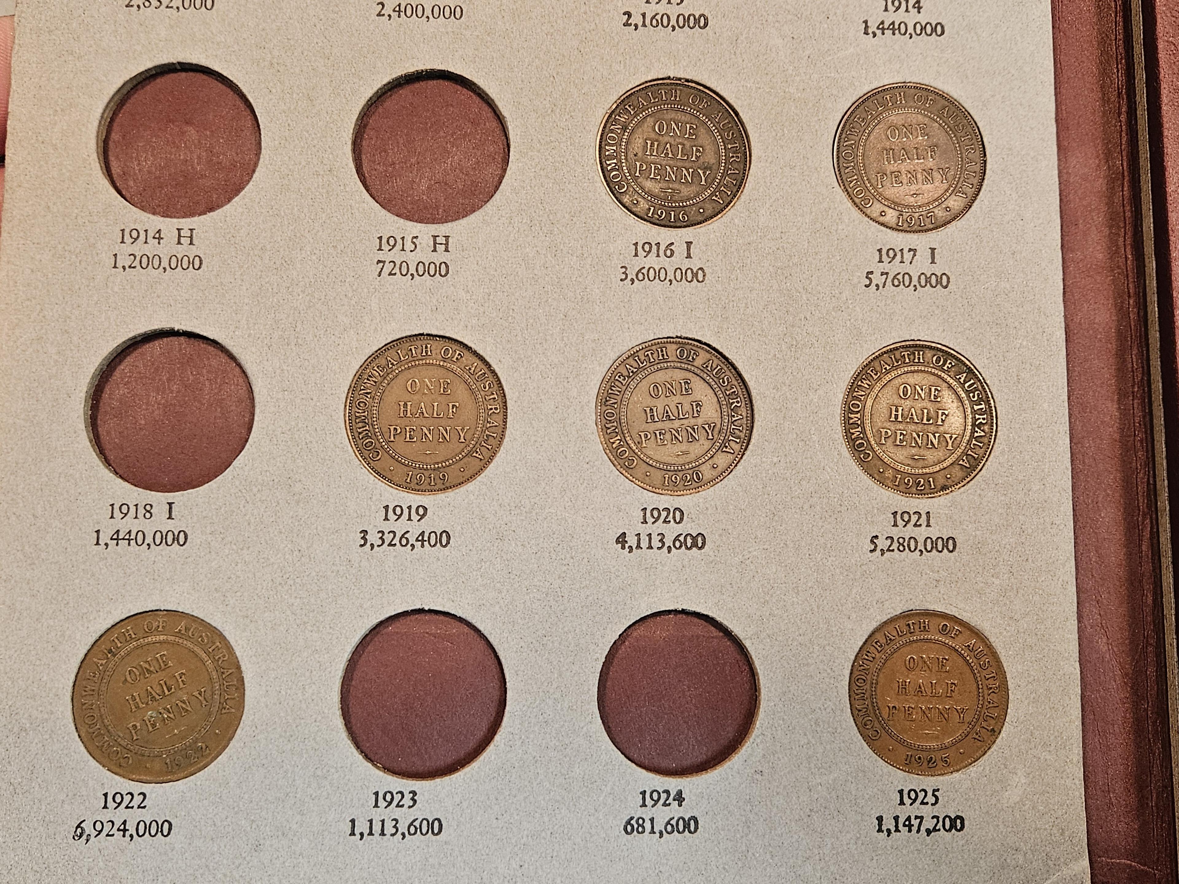 Mostly complete Australian Half-Penny Collection