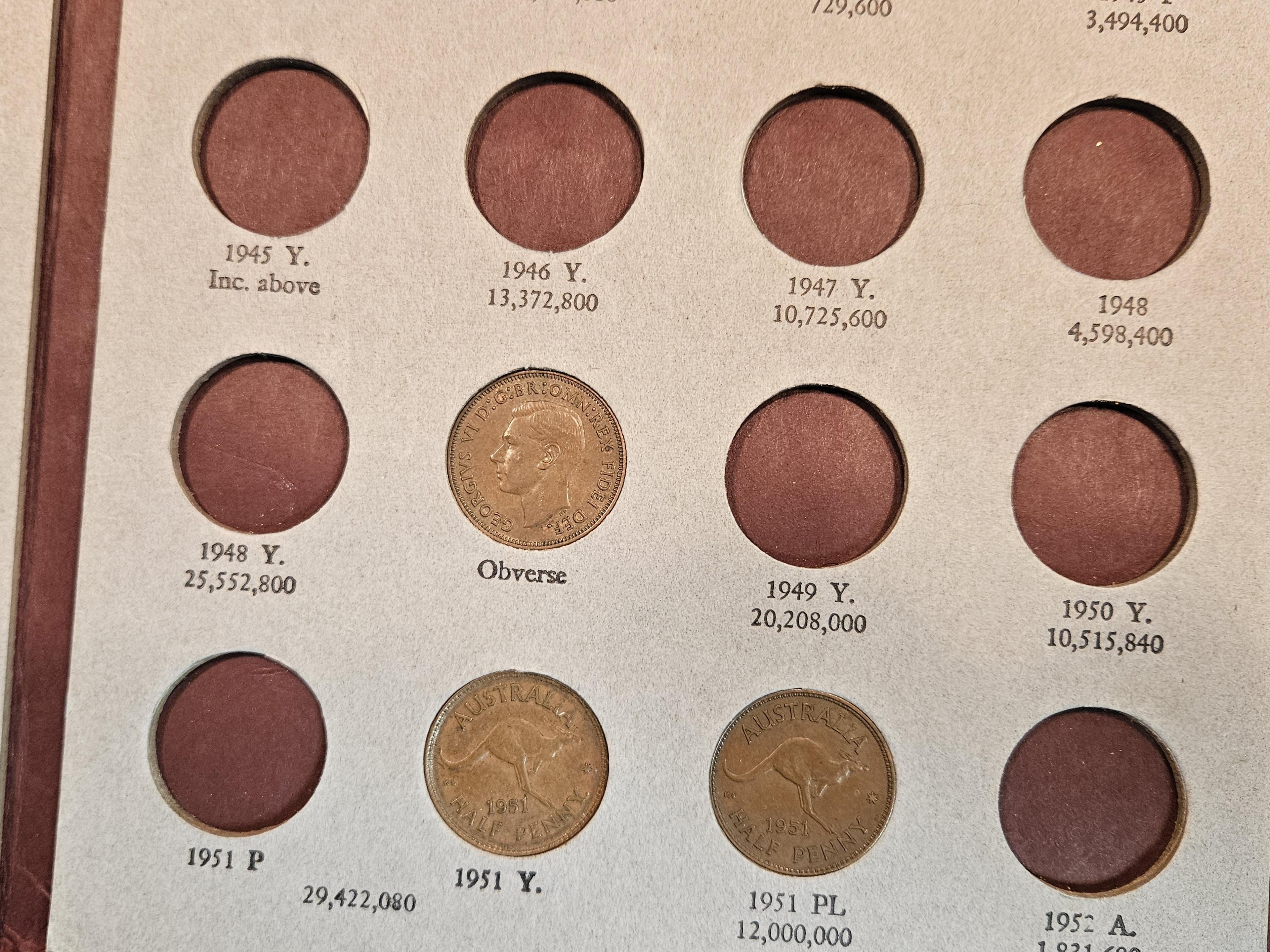 Mostly complete Australian Half-Penny Collection