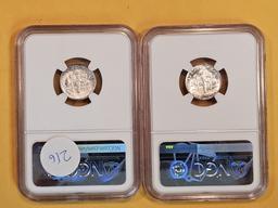 Two GEM NGC-graded silver Roosevelt Dimes