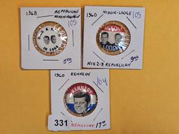 Three vintage political Pinbacks