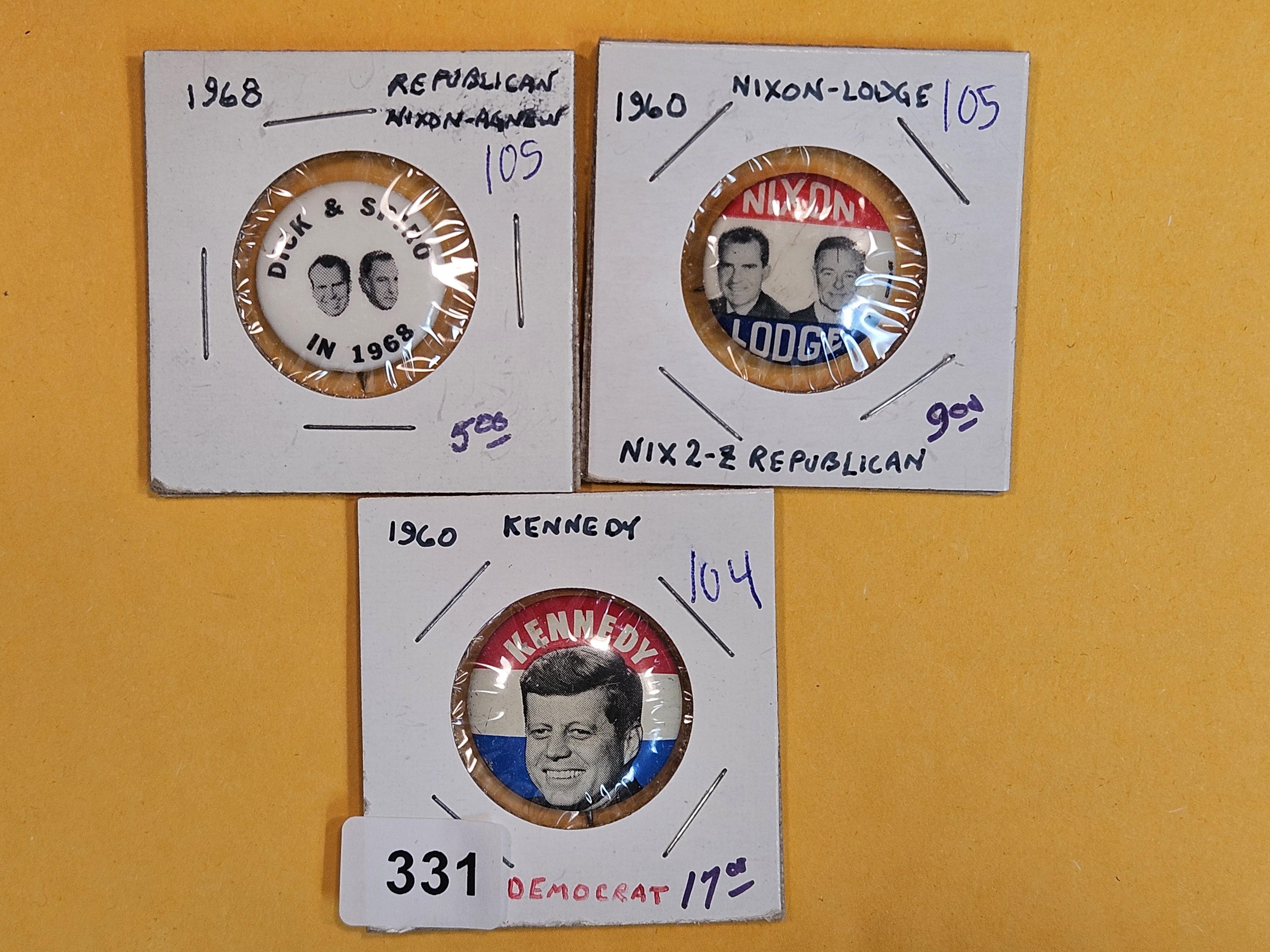 Three vintage political Pinbacks