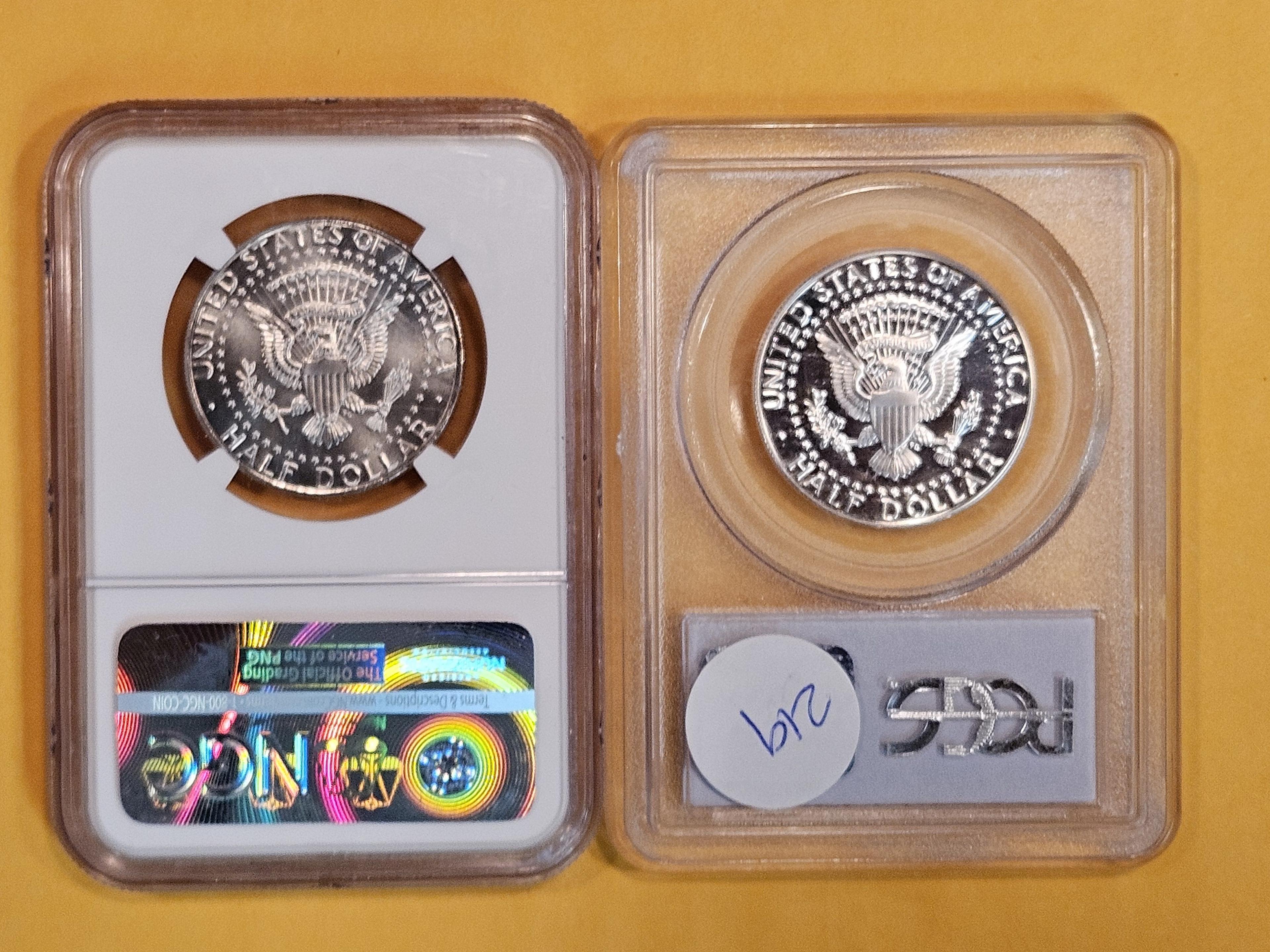 Two GEM NGC and PCGS graded Kennedy half Dollars