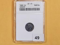 ANACS 1889 Canada Silver 5 cent in Extra Fine - 45