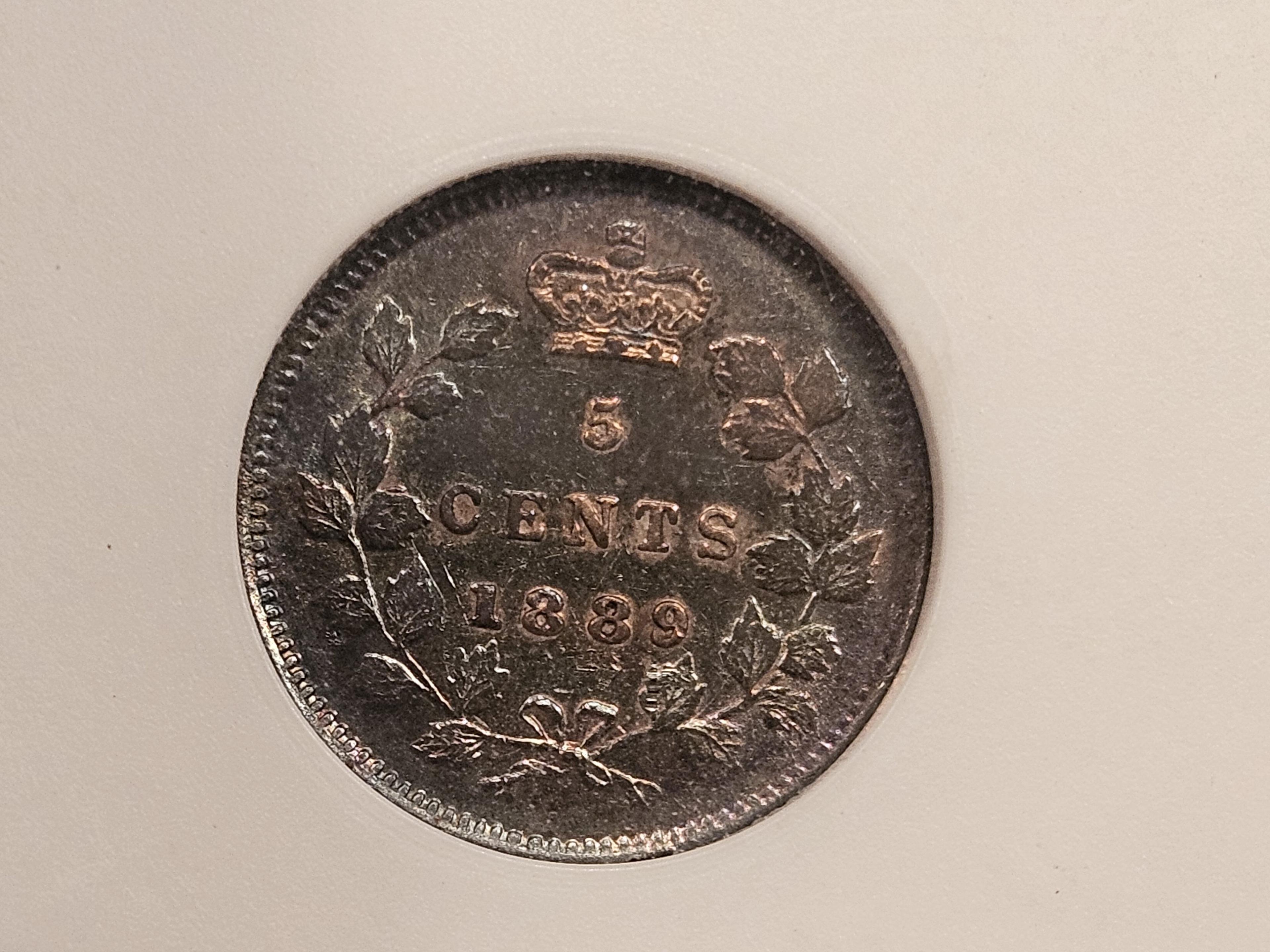 ANACS 1889 Canada Silver 5 cent in Extra Fine - 45