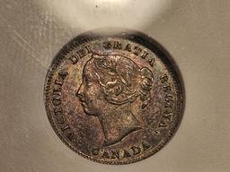 ANACS 1888 Canada Silver 5 cent in About Uncirculated - 58